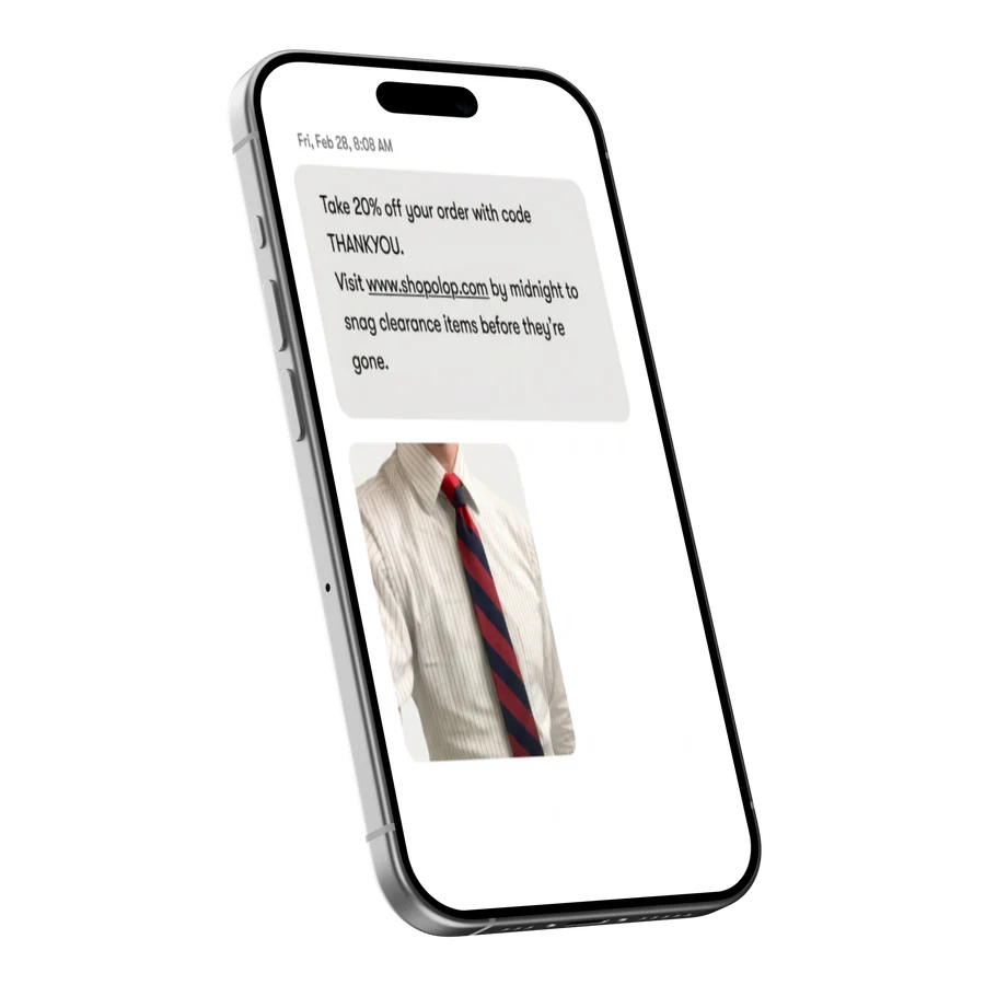 SMS abandoned cart message for an ecommerce brand
